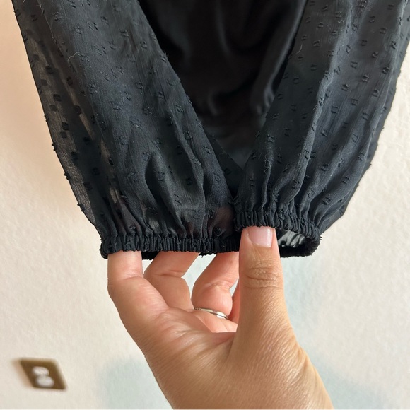 Abercrombie & Fitch Black Long sleeve Clip dot Bodysuit Small Swiss Dot Sheer - Picture 6 of 12